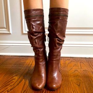 Guess Brown Leather Zip up boots size 9.5